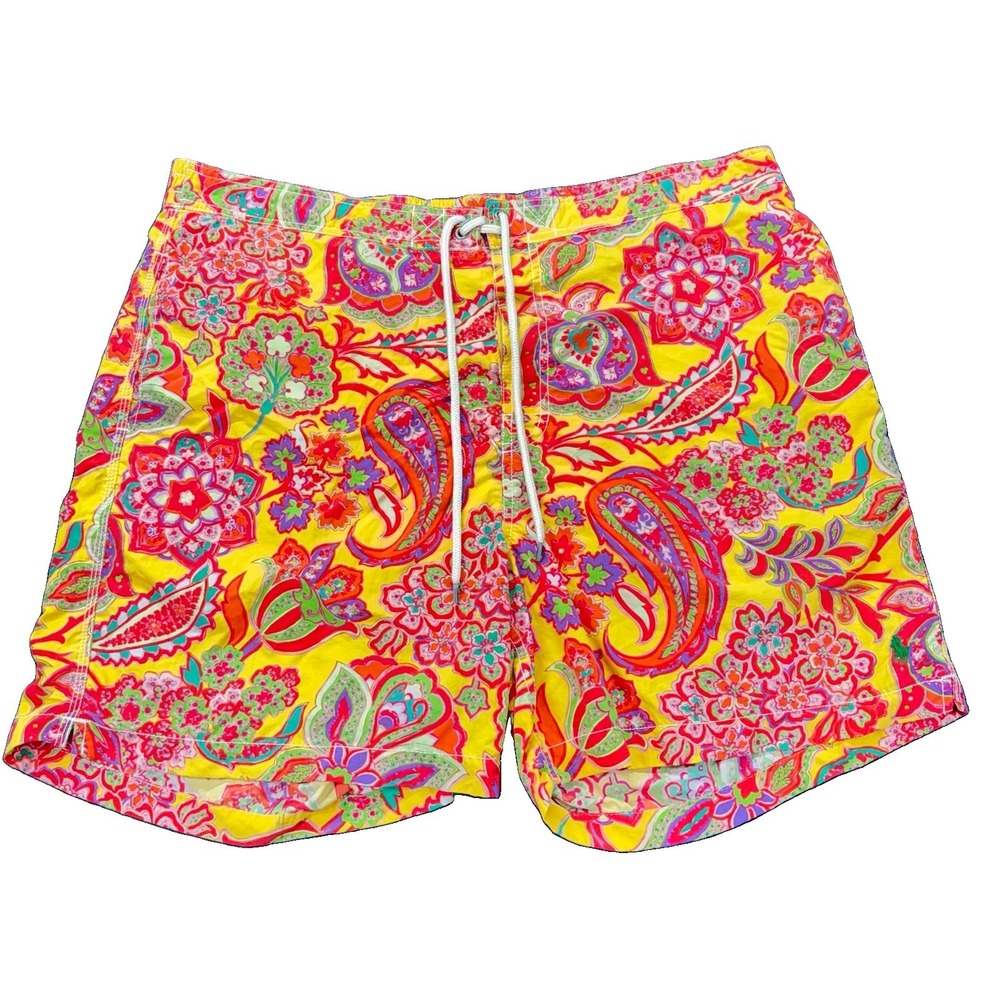 Vintage‎ Polo Ralph Lauren Swim Trunks Mens XXL Floral Paisley Mesh Lined Beach